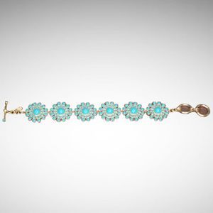 Premier Designs Turquoise Colored Beaded Bracelet Gold Toned Toggle Closure